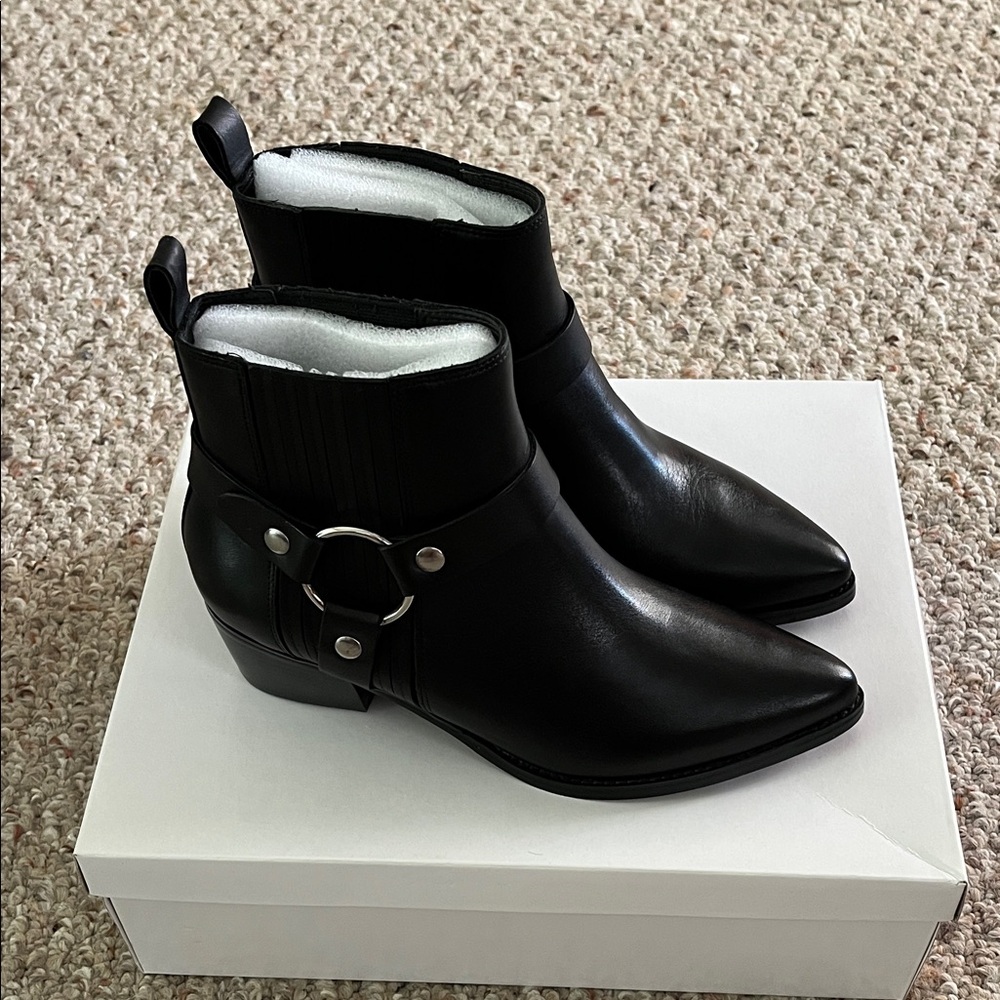 Steve Madden Black Ankle Boots with Silver Accents